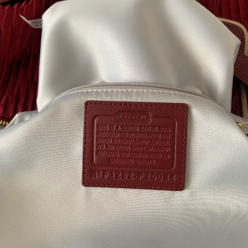 Coach Ashley Gathered Satin and Patent Leather Satchel in Bordeaux Med. Burgundy - Picture 16 of 16